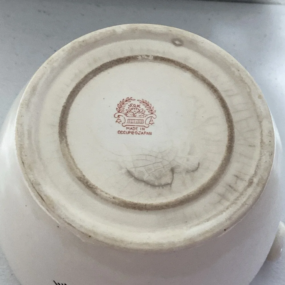 VTG Ice Bucket Large Bowl With Lid  Made in Occupied Japan SGK China 🍊 Blossom